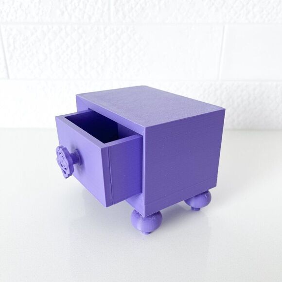 Miniature Barbie Nightstands (Set of 2) Purple 3D Printed Dollhouse Furniture - Picture 3 of 6